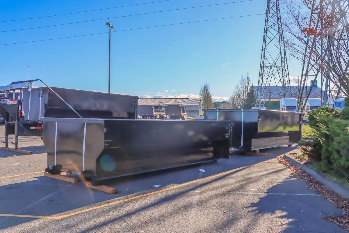 Roll-off dumpster ready for waste disposal at job site for 4 Yard Dumpster Rental in White Settlement